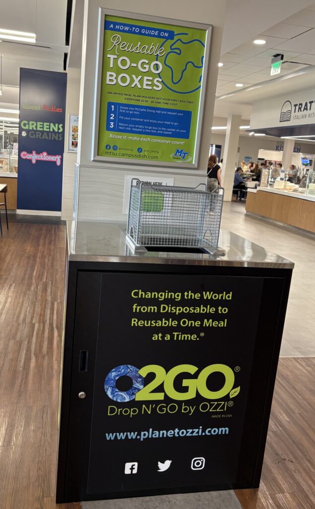 Picture of the reusable container drop off in McCallie. 