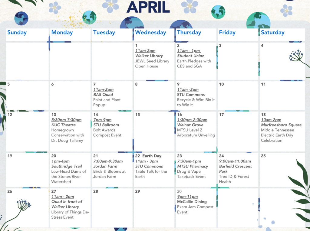 Image of 2026 Earth Month Calendar